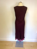 Country Casuals Burgundy & Rose Pink Silk Dress Size 14 Petite