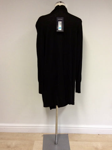 BRAND NEW MARKS & SPENCER BLACK WRAP ACROSS FRONT LONG CARDIGAN SIZE 14