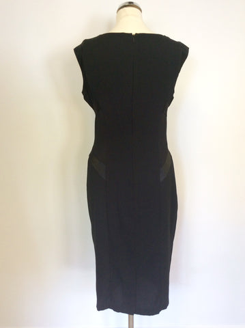 Star By Julien Macdonald Black Scoop Neck With Satin Pleated Trim Dress Size 12