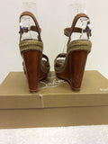 CHRISTIAN LOUBOUTIN TAN LEATHER WEDGE HEEL SANDALS SIZE 6/39