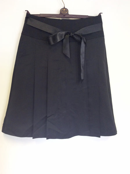 MONSOON BLACK TIE BELT PLEATED KNEE LENGTH OCCASION SKIRT SIZE 12