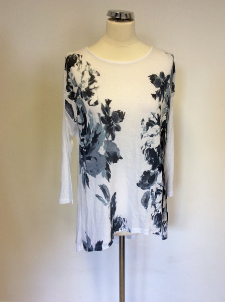 BRAND NEW PHASE EIGHT WHITE FLORAL PRINT FINE KNIT JUMPER SIZE 12