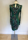 EMILIO PUCCI GREEN PRINT LONG SLEEVE DRESS SIZE 8