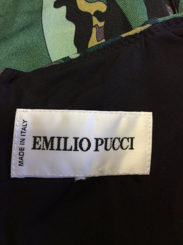 EMILIO PUCCI GREEN PRINT LONG SLEEVE DRESS SIZE 8
