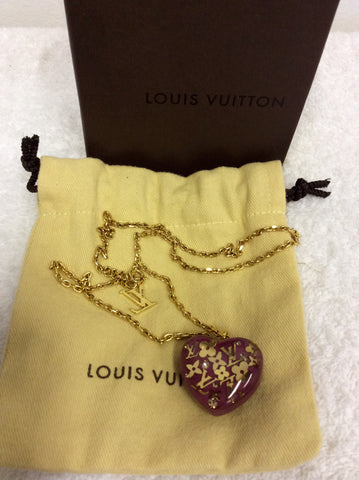 LOUIS VUITTON PINK INCLUSION HEART PENDANT
