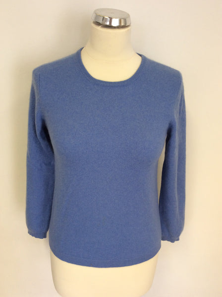ISLE BLUE 100% CASHMERE CREW NECK JUMPER  SIZE M