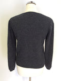 ISLE DARK GREY CASHMERE V NECK JUMPER SIZE L