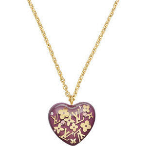 LOUIS VUITTON PINK INCLUSION HEART PENDANT