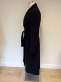 HOBBS DARK BLUE WOOL BLEND BELTED COAT SIZE 14