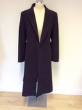 HOBBS DARK BLUE WOOL BLEND BELTED COAT SIZE 14