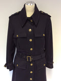 MULBERRY DARK BLUE MILLITARY STYLE WOOL BLEND COAT SIZE 10