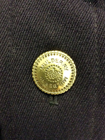 MULBERRY DARK BLUE MILLITARY STYLE WOOL BLEND COAT SIZE 10