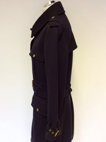 MULBERRY DARK BLUE MILLITARY STYLE WOOL BLEND COAT SIZE 10