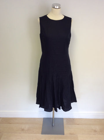 HOBBS NAVY BLUE LINEN DRESS SIZE 12