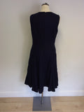 HOBBS NAVY BLUE LINEN DRESS SIZE 12