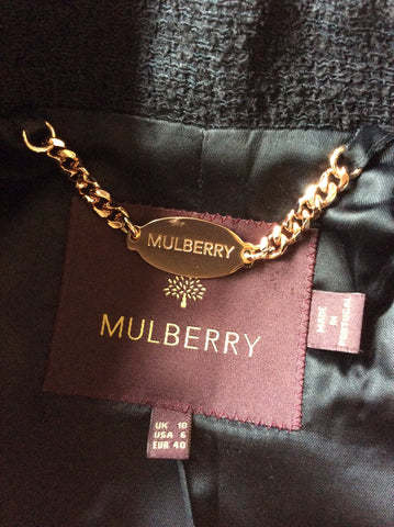 MULBERRY BLACK WOOL & SILK CROPPED JACKET SIZE 10
