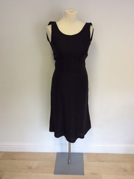 HOBBS BLACK LINEN DRESS SIZE 8