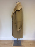 MARKS & SPENCER BEIGE FAUX SUEDE EFFECT COAT SIZE 12
