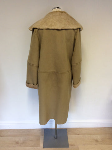 MARKS & SPENCER BEIGE FAUX SUEDE EFFECT COAT SIZE 12
