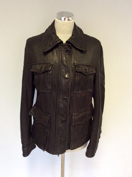 HOBBS DARK BROWN SOFT LEATHER JACKET SIZE 10