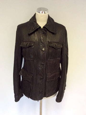 HOBBS DARK BROWN SOFT LEATHER JACKET SIZE 10