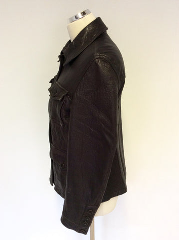 HOBBS DARK BROWN SOFT LEATHER JACKET SIZE 10