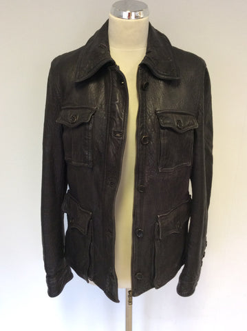 HOBBS DARK BROWN SOFT LEATHER JACKET SIZE 10