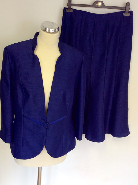 JACQUES VERT BLUE SKIRT & JACKET SUIT SIZE 12/14