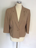 MINOSA PETITE CAMEL LINEN BLEND SKIRT SUIT SIZE 14
