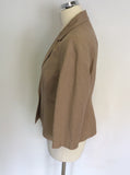 MINOSA PETITE CAMEL LINEN BLEND SKIRT SUIT SIZE 14