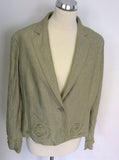 PER UNA SAGE GREEN LINEN BLEND JACKET & LONG SKIRT SUIT SIZE 18