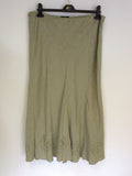 PER UNA SAGE GREEN LINEN BLEND JACKET & LONG SKIRT SUIT SIZE 18