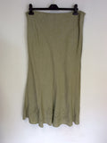 PER UNA SAGE GREEN LINEN BLEND JACKET & LONG SKIRT SUIT SIZE 18