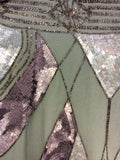 WHISTLES GREEN & SILVER GREY SEQUINED KNEE LENGTH SKIRT SIZE 8