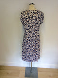 LK BENNETT BLUE,RED & WHITE FLORAL PRINT STRETCH JERSEY DRESS SIZE 12