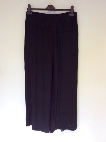 HOSS BLACK SILK WIDE LEG OCCASION TROUSERS SIZE 12