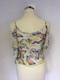 WHISTLES BUTTERFLY PRINT SILK STRAPPY TOP SIZE 10