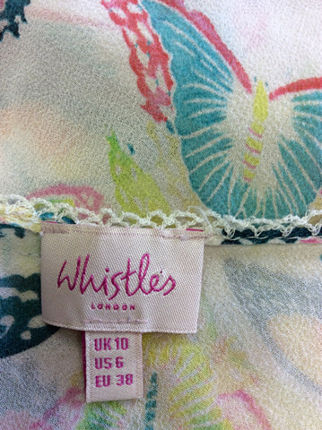 WHISTLES BUTTERFLY PRINT SILK STRAPPY TOP SIZE 10