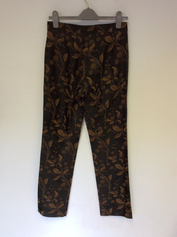 VINTAGE MULBERRY ROGER SAUL BROWN FLORAL PRINT SILK TROUSERS SIZE 10