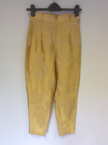 BRAND NEW VINTAGE MULBERRY ROGER SAUL MARIGOLD DAMASK SILK CAPRI PANTS SIZE 10