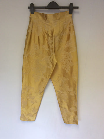 BRAND NEW VINTAGE MULBERRY ROGER SAUL MARIGOLD DAMASK SILK CAPRI PANTS SIZE 10