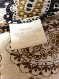 MULBERRY CREAM,BLACK & BROWN PRINT SILK DRESS SIZE 10