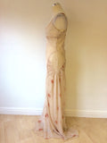 MULBERRY NUDE & APRICOT PRINT SILK LONG STRAPPY DRESS SIZE 10
