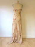 MULBERRY NUDE & APRICOT PRINT SILK LONG STRAPPY DRESS SIZE 10