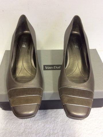 BRAND NEW VAN DAL PEWTER LEATHER WEDGE HEELS SIZE 5.5 /38