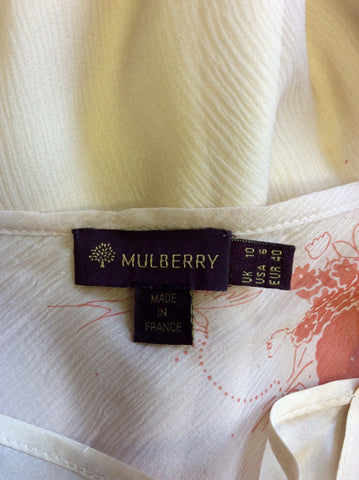 MULBERRY NUDE & APRICOT PRINT SILK LONG STRAPPY DRESS SIZE 10