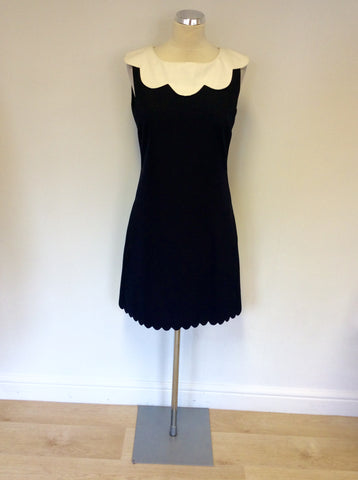 HOBBS NAVY BLUE & WHITE DETACHABLE COLLARED DRESS SIZE 10