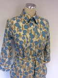 MULBERRY BLUE,BEIGE & WHITE FLORAL PRINT COTTON DRESS SIZE 10
