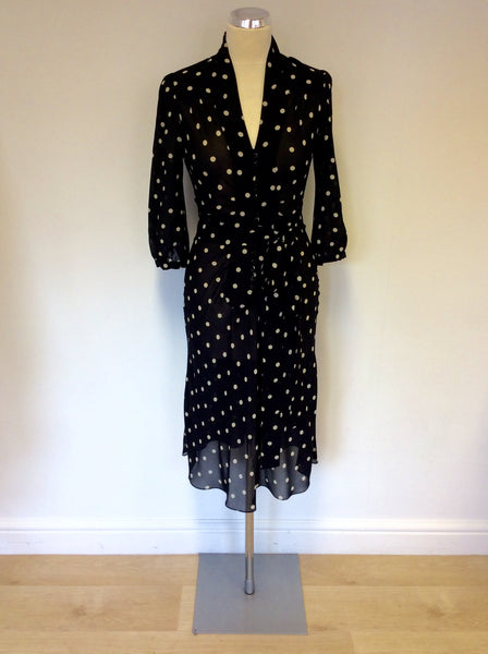 MULBERRY BLACK & WHITE SPOT SILK DRESS SIZE 10