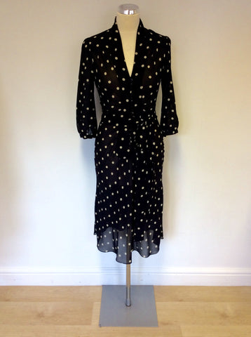 MULBERRY BLACK & WHITE SPOT SILK DRESS SIZE 10